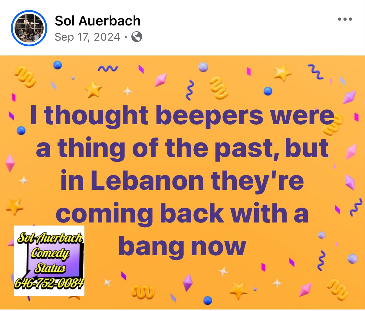 Status update image from Sol Auerbach Comedy