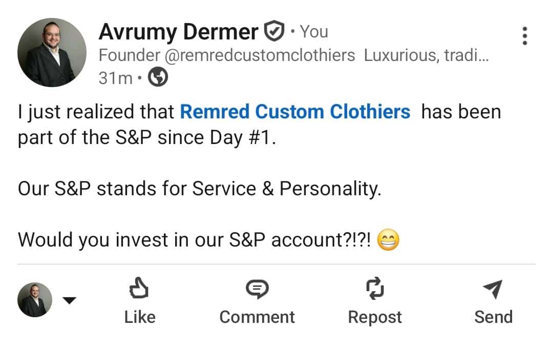 Status update image from Remred Custom Clothiers
