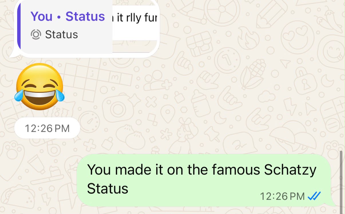 Status update image from Schatzy