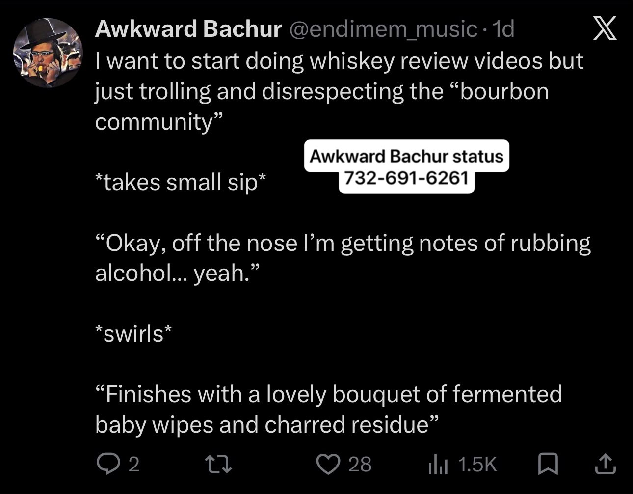 Status update image from Awkward Bachur Inc.