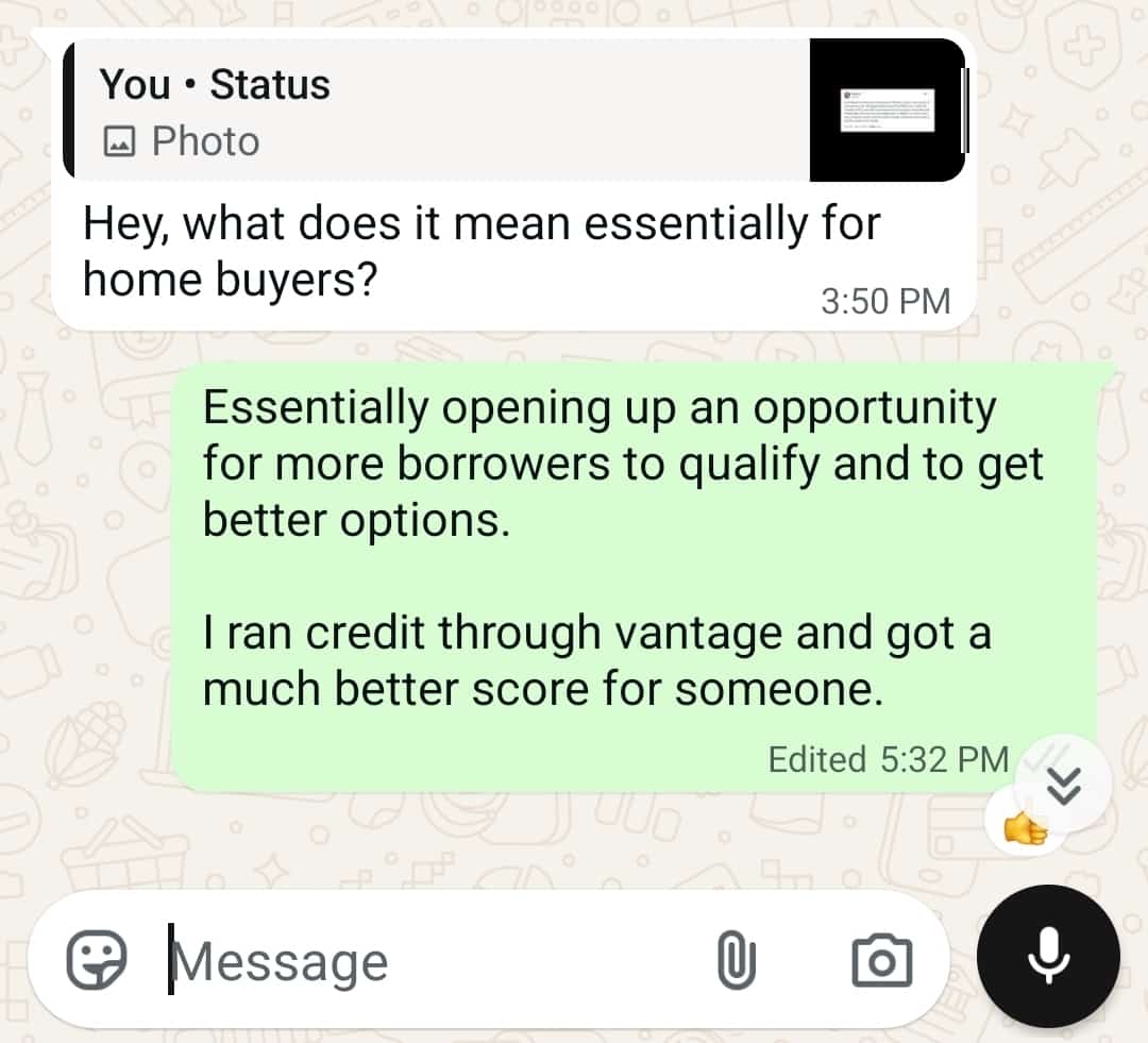 Status update image from Chaim Weiser - Mortgage Guy