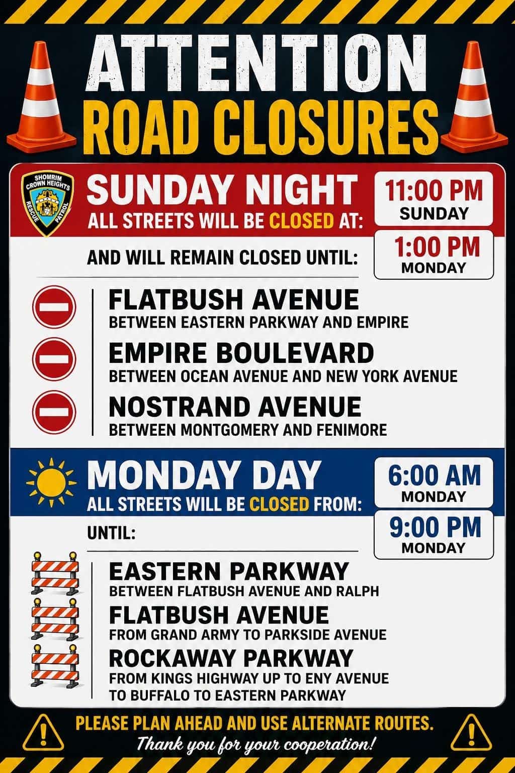 Status update image from CH Shomrim