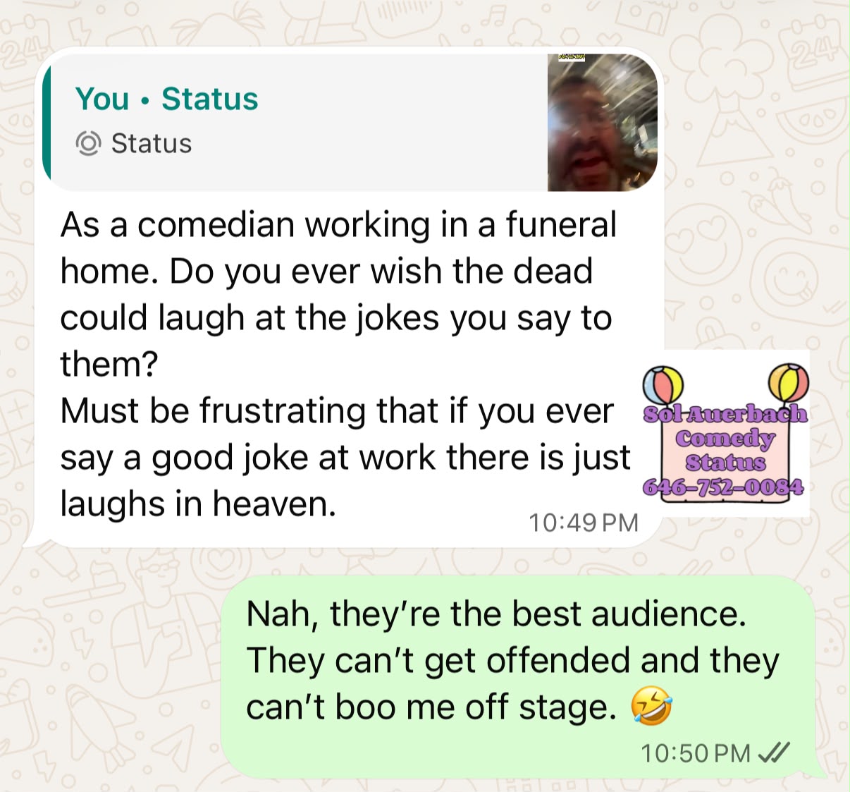 Status update image from Sol Auerbach Comedy