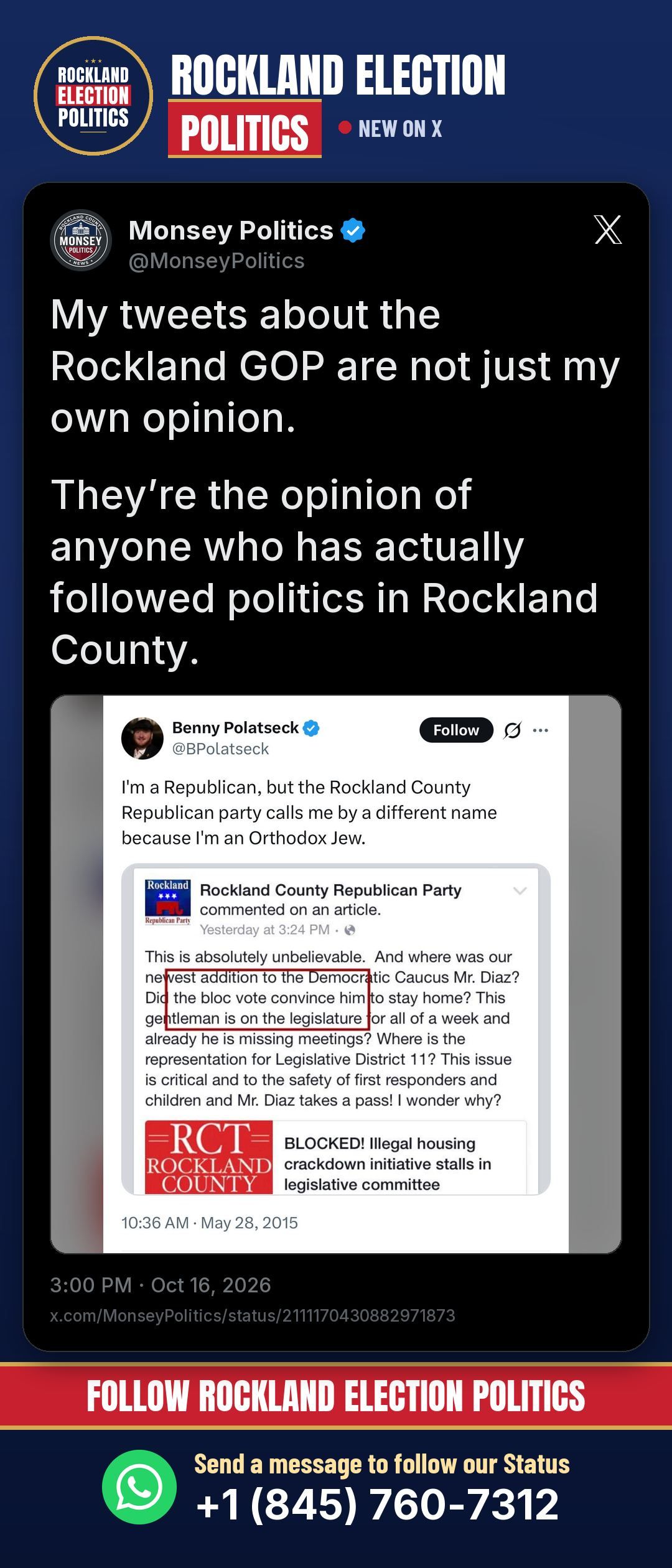 Status update image from Rockland Election Politics