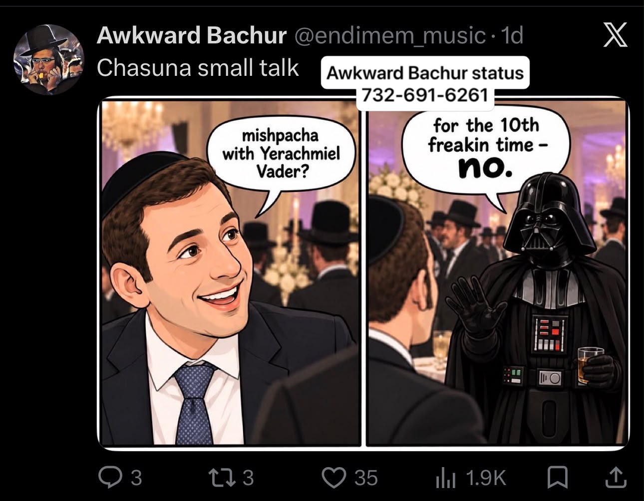 Status update image from Awkward Bachur Inc.