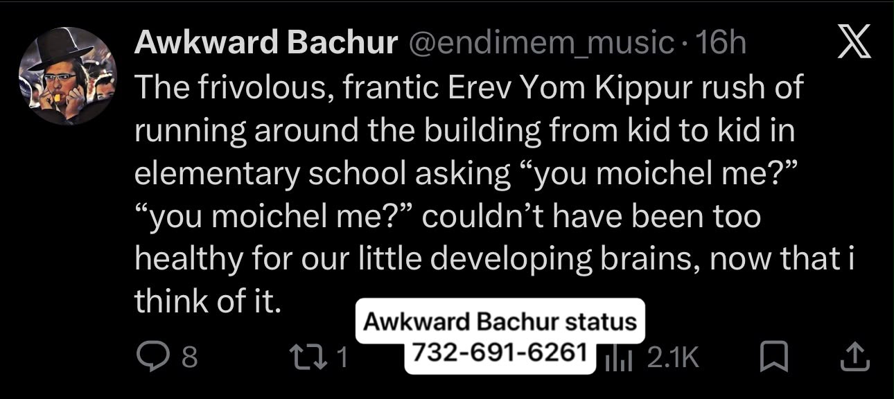 Status update image from Awkward Bachur Inc.