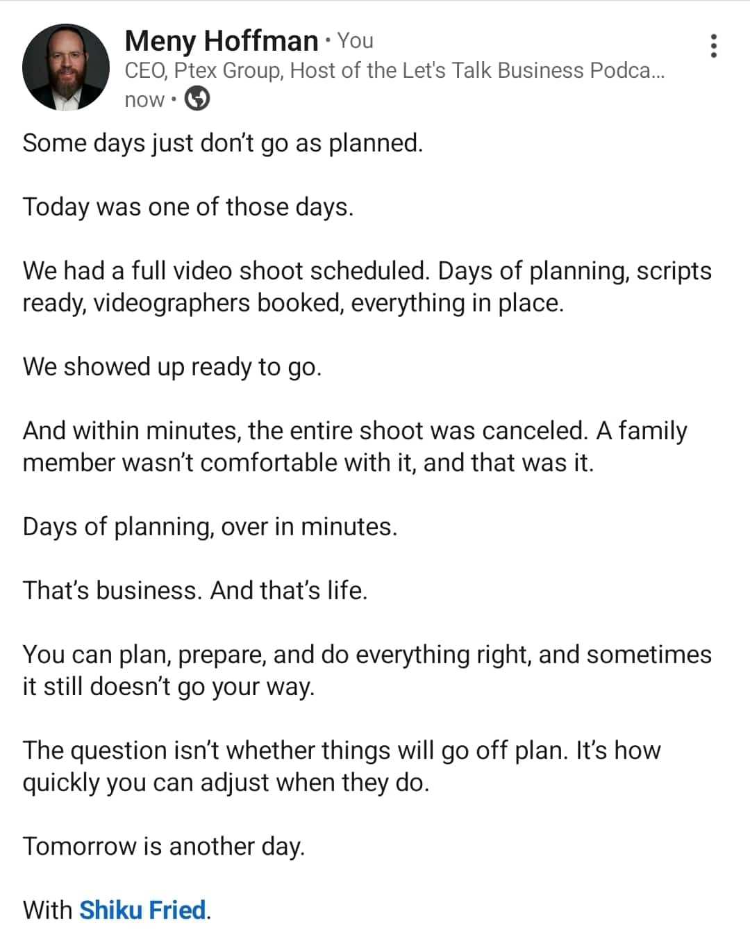 Status update image from Meny Hoffman
