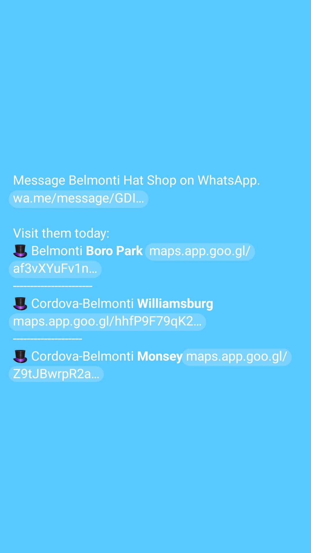 Status update image from Belmonti Hat Shoppe