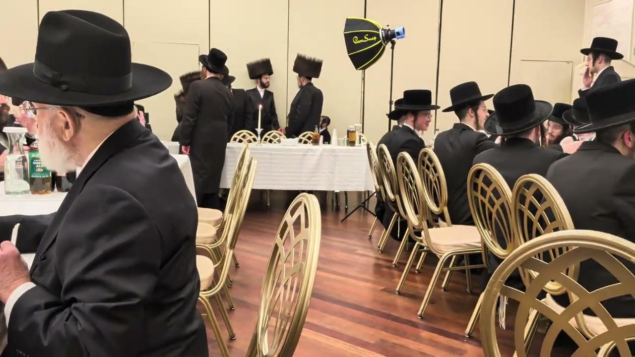 Wedding: Bobov Chasidim celebrate w song, focus & inner joy. Groom is totally into it! RC Dalfin