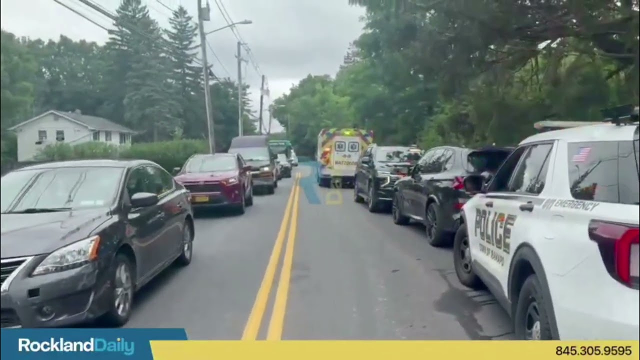 A truck collided with a vehicle on Viola Road in Monsey, leaving two people injured.