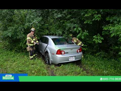 Vehicle slid off the Exit 130 on the NY-17 West & came to rest in the bushes alongside the roadway