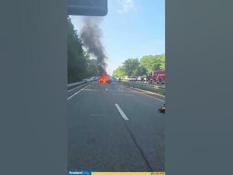 Crash on Palisades Pkwy near Exit 9 leaves vehicle engulfed in flames; CPR performed.