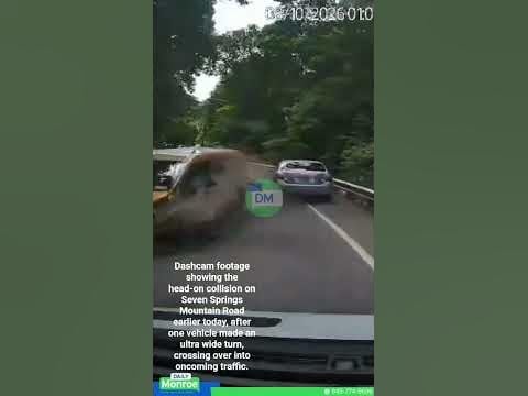 Dashcam footage showing the head-on collision on Seven Springs Mountain Road.