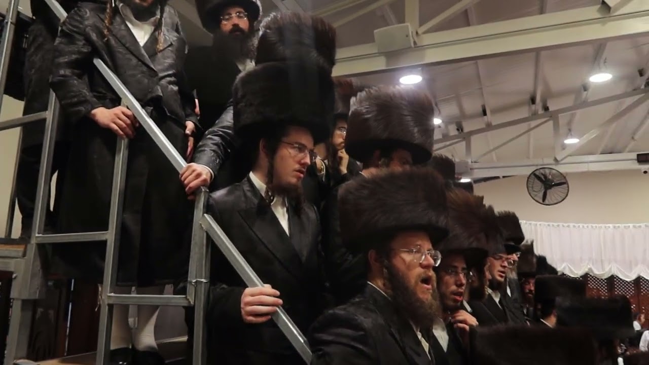 הקהל בשירה לאחר שמחת הקרישמע ליינען לבן כ''ק מרן האדמו''ר שליט''א