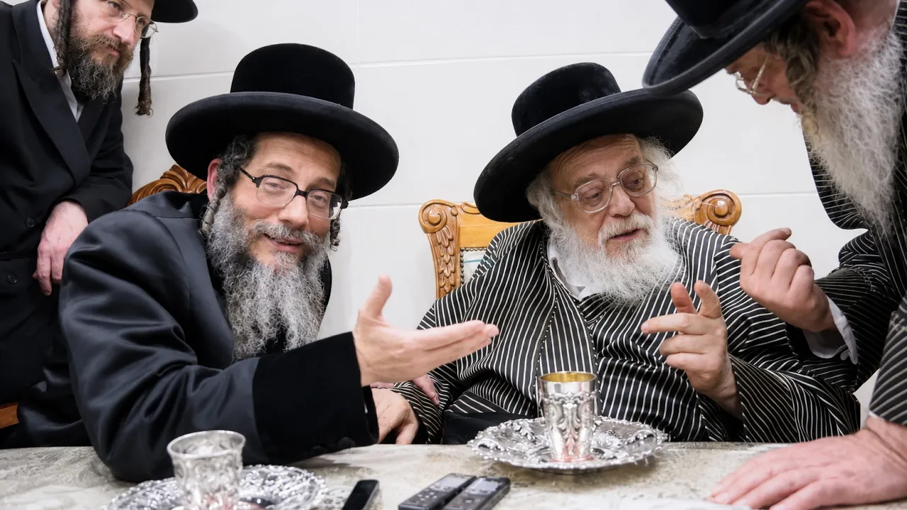 שִׂיחַת תַּלְמִידֵי חֲכָמִים • כ"ק אדמו"ר מסקולען לייקווד בביקור אצל כ"ק אדמו"ר מתולדות אהרן בביתו