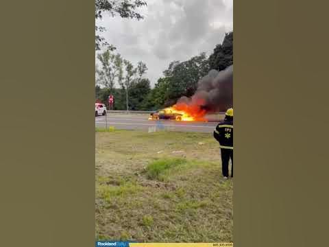 A vehicle was fully engulfed in flames on the NYS Thruway Exit 14 North off-ramp