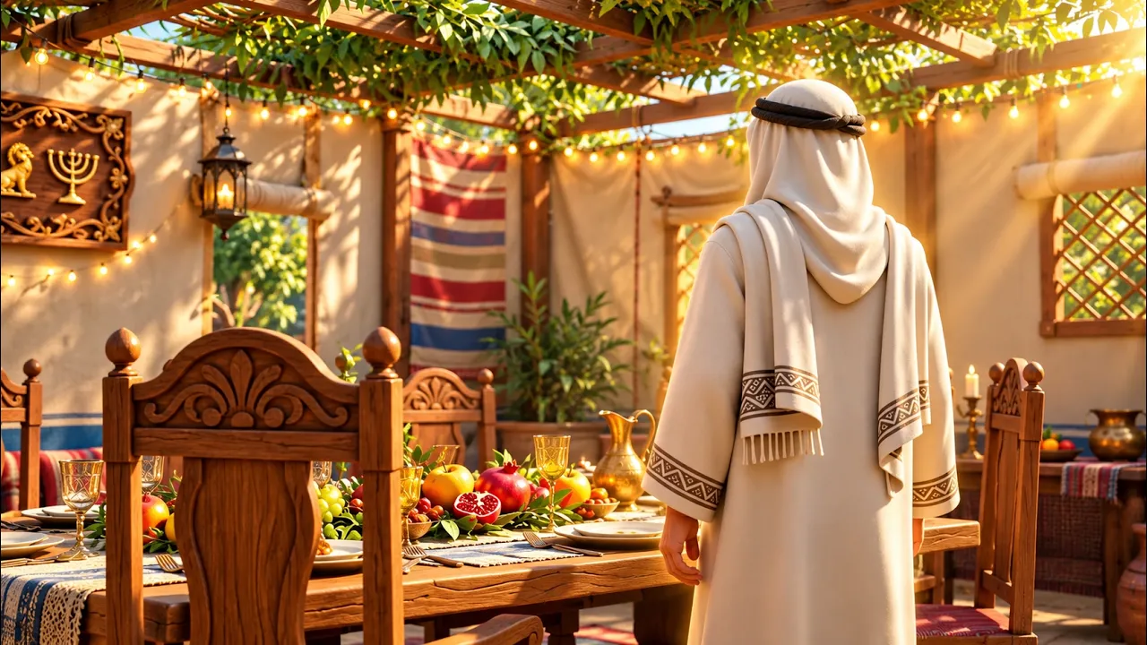 Ushpizin: Abraham Enters Your Sukkah First | Around The Jewish Year - Illustrated by AI