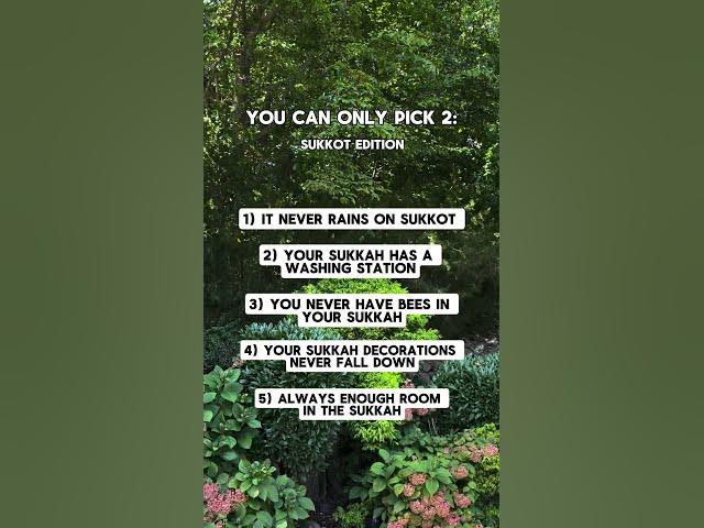 You Can Only Pick 2: Sukkot Edition