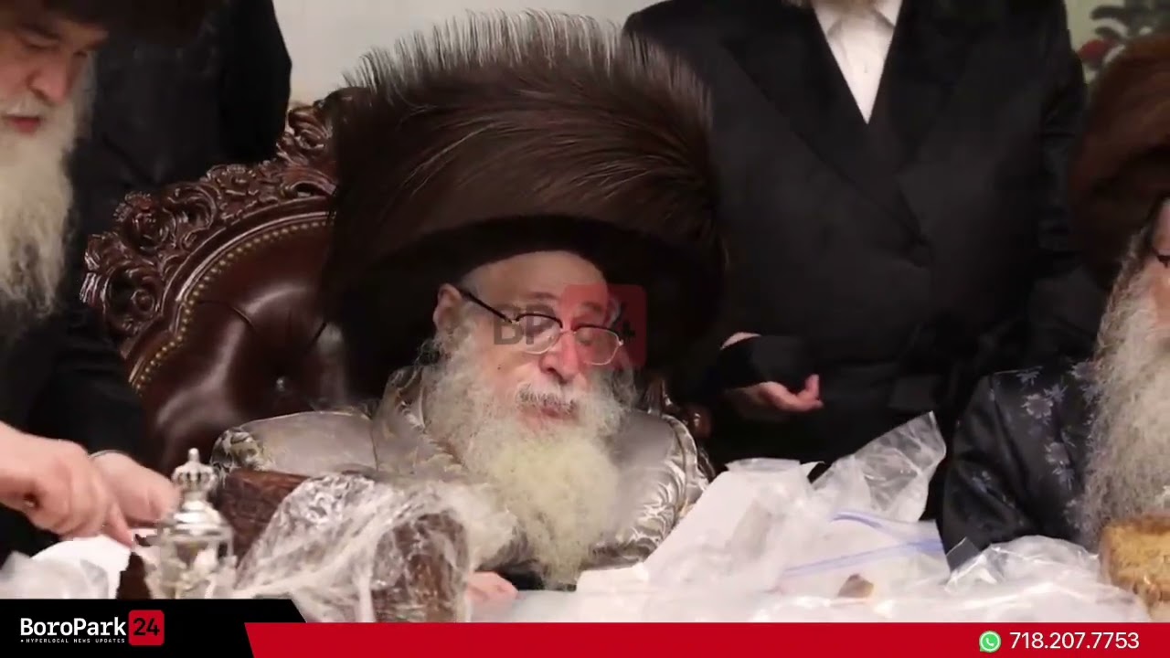 Chol Hamoed Sukkos: Sanz-Klausenberger Rebbe's tish filled with deveikus and hisorerus.
