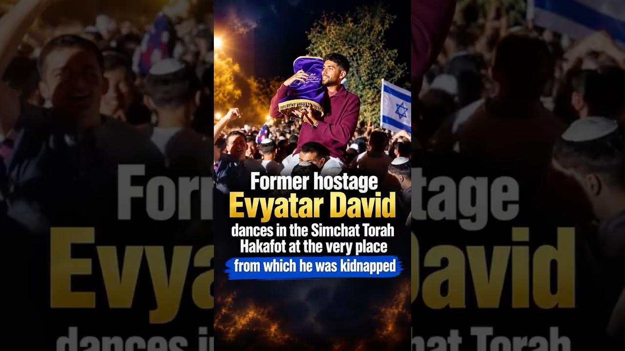 Former Hostage Evyatar David at Simchat Torah Hakafot Celebration