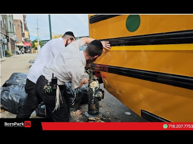 School bus got stuck in a fire hydrant