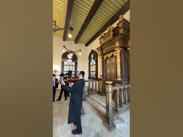 Violinist Shimmy Weitzenhandler “Mi Ha’ish” at the historic renovated Chofetz Chaim Yeshiva in Radin