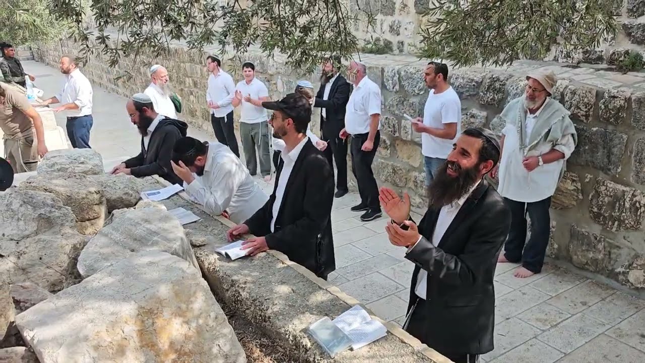 מתפללים וחוגגים ראש חודש חשוון בהר הבית עם הרב אלישע וולפסון והישיבה