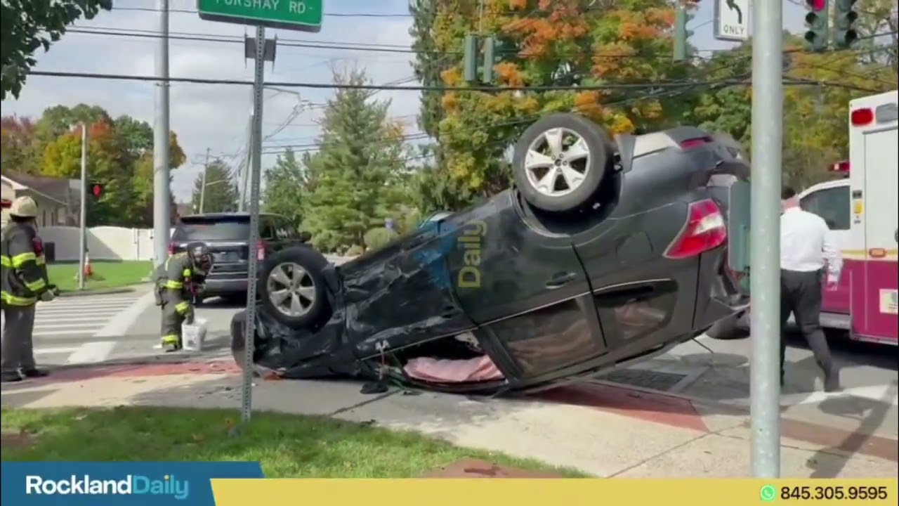 Car rolled over after crashing into another vehicle on Forshay Road, three people were injured
