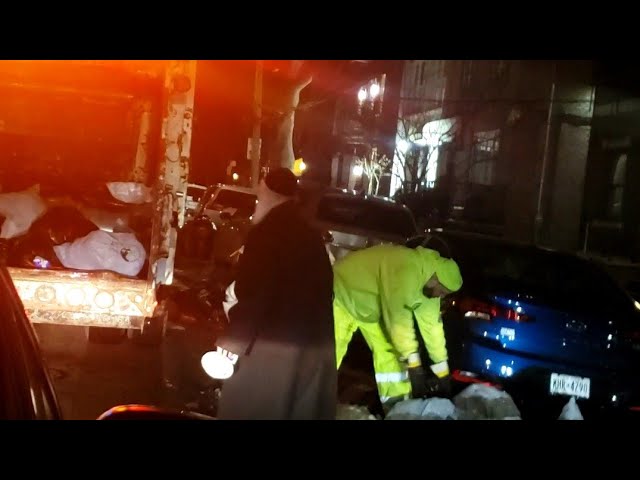 Old Friendly Man, Helping The Sanitation Crew Cleaning The Garbage...