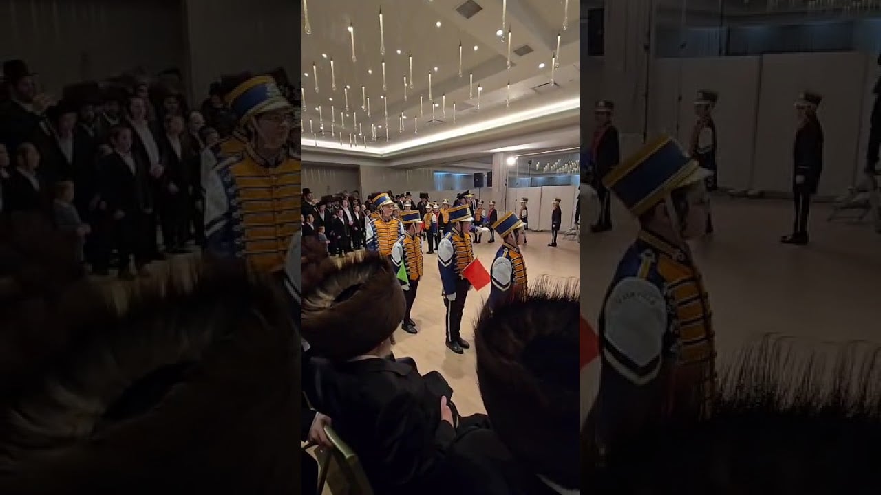 Kids Of Munkatch Cheder In Monsey, Performing a March at the wedding of their Mnahel