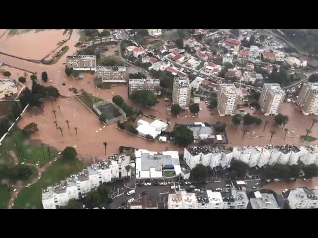 Drone Footage: Severe Flooding In Israel