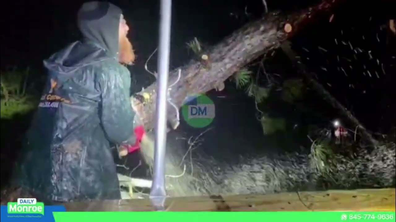 Chaveirim assisted at scenes of fallen trees on homes porches & roads helping with storm cleanup.