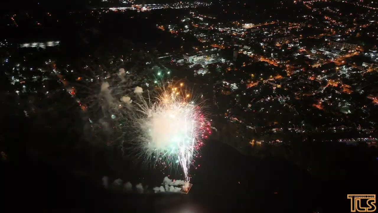 Fireworks show at Lake Carasaljo- drone video