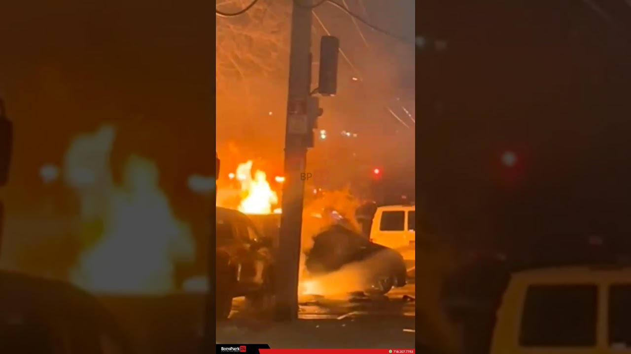 Vehicle Engulfed in Flames After a Manhole Fire Erupted