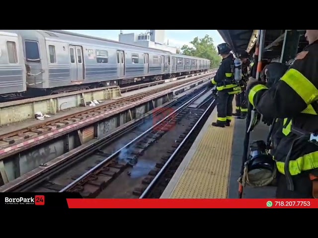 Firefighters extinguished a small fire that broke out on the subway tracks at Ft Hamilton Pkwy