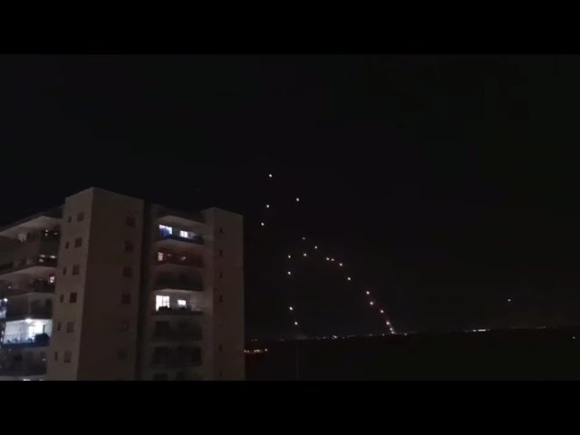 Rockets Flying From Gaza Into Israel, Getting Neutralized By The Iron Dome Anti Rocket System