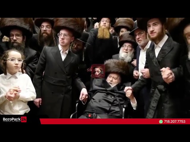 The Minkatch Rebbe at the Hachnusas Sefer Torah to the Skulen Bhm"d in Williamsburg.