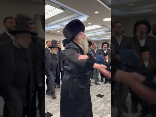 האדמו"ר מקוזמיר במצוה טאנץ בשמחת נישואי נכדתו