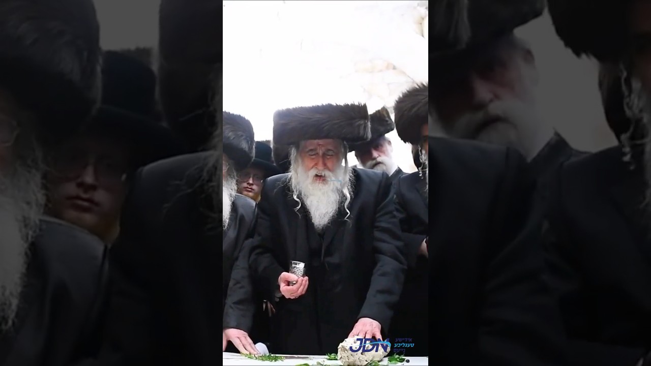 האדמו"ר ממחנובקה בעלזא ביי הבדלה מוצש"ק ביים כותל המערבי
