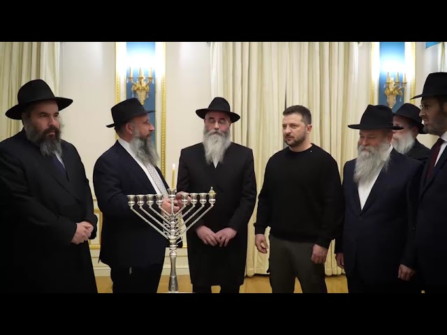 President Zelensky Lights Menorah in His Office