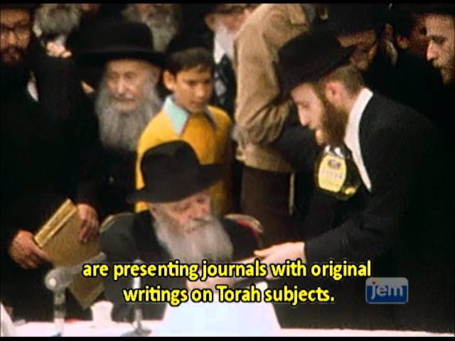 A farbrengen on the occasion of the Rebbe’s 74th birthday