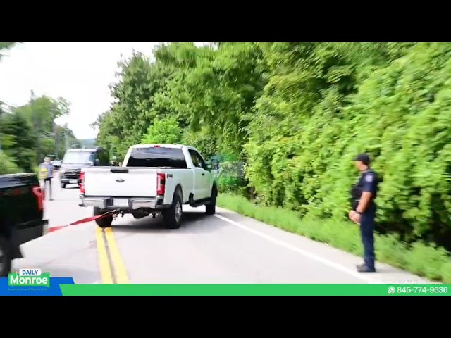A vehicle veered off the road and feel into a ditch on Route 208. Blooming Grove