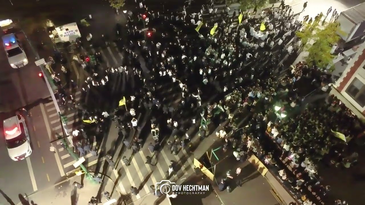 Dancing outside of 770 Erev Sukkos
