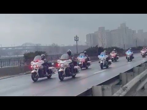 Funeral Of Murdered New York Police Officer Jason Rivera On The FDR In New York City