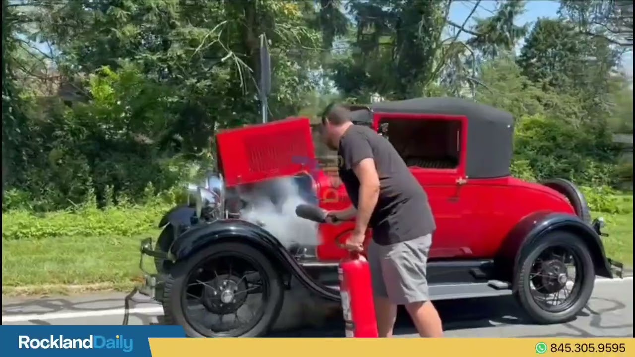 A vintage car from 1928 was smoking on Convent Rd near Parkway Dr North in Orangeburg