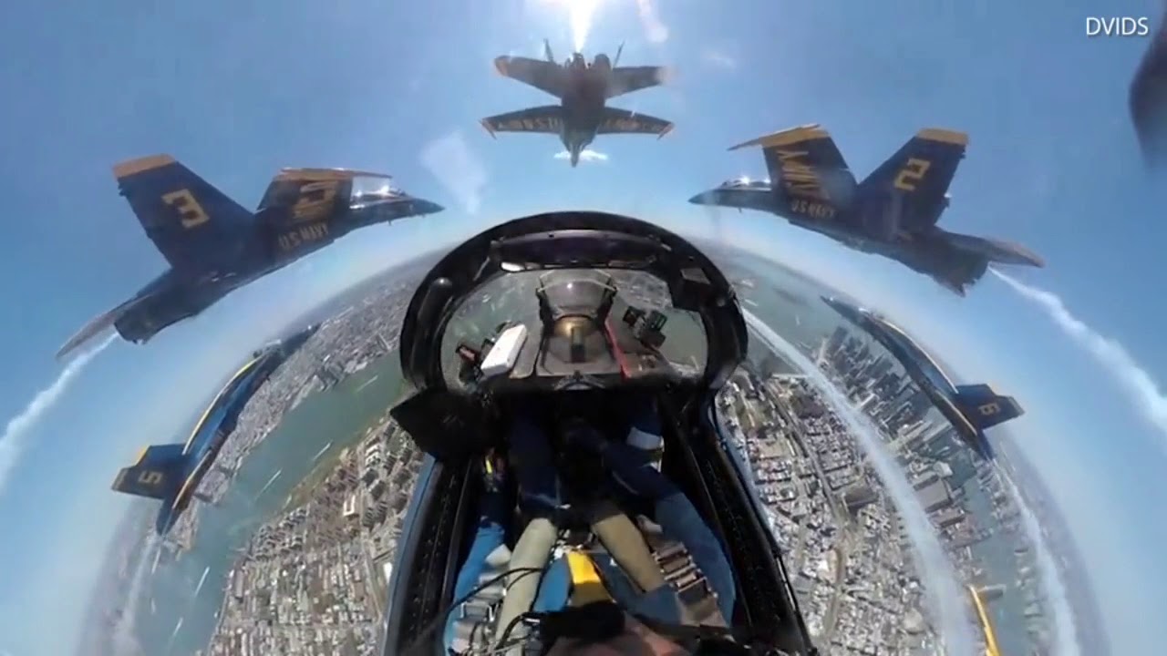 Cocpit View: Thunderbirds & Blue Angels Flyover NYC & NJ