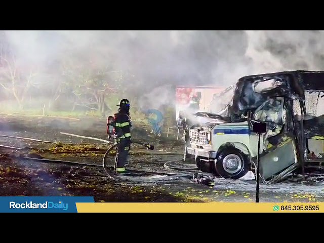 RV fully engulfed in flames on Altman Court