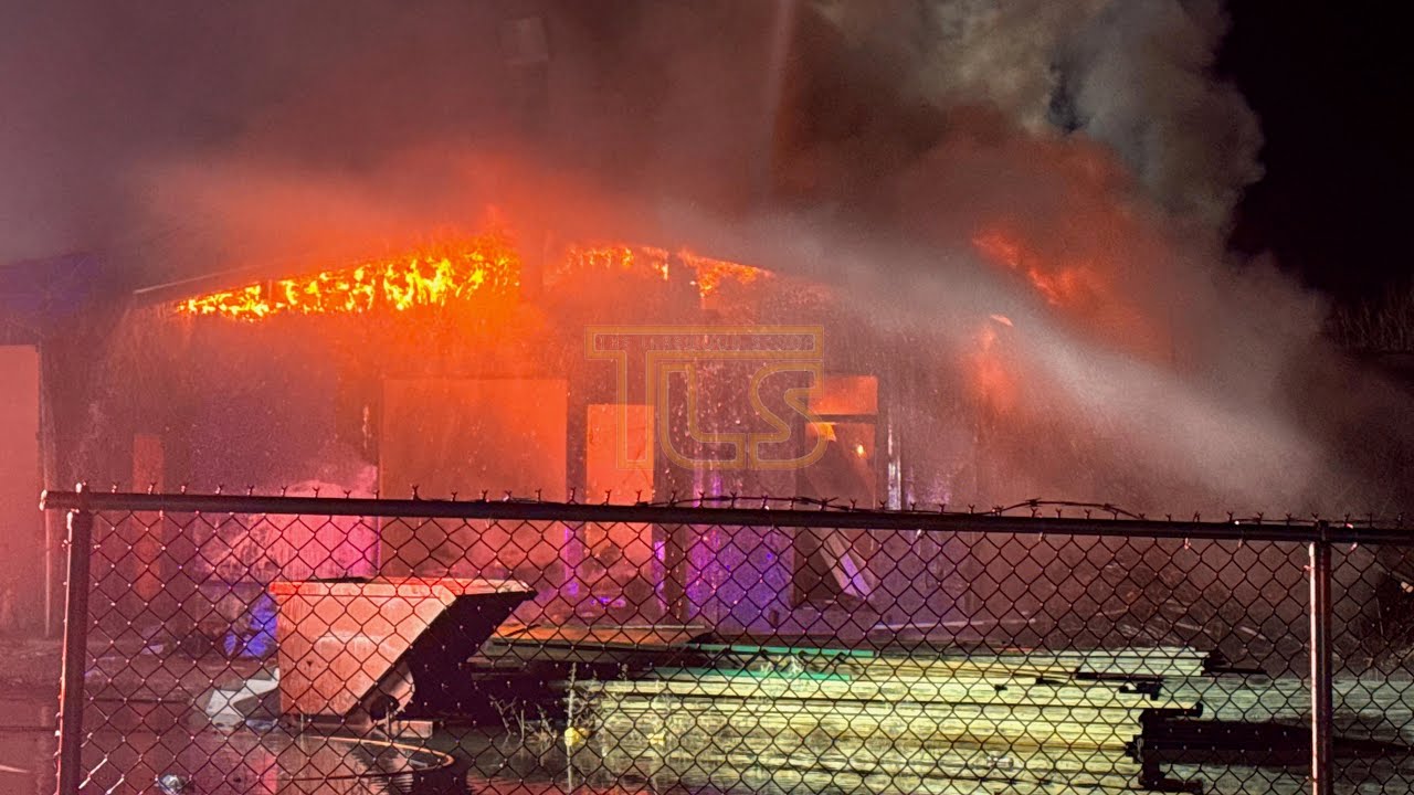 Three alarm fire in Lakewood lumber yard