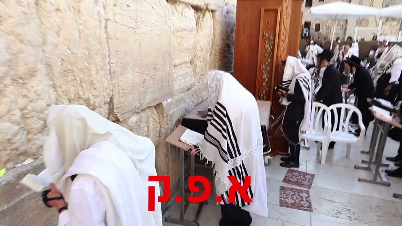 אדמו"ר מפינסק קרלין בתפילת ראש חודש בכותל המערבי
