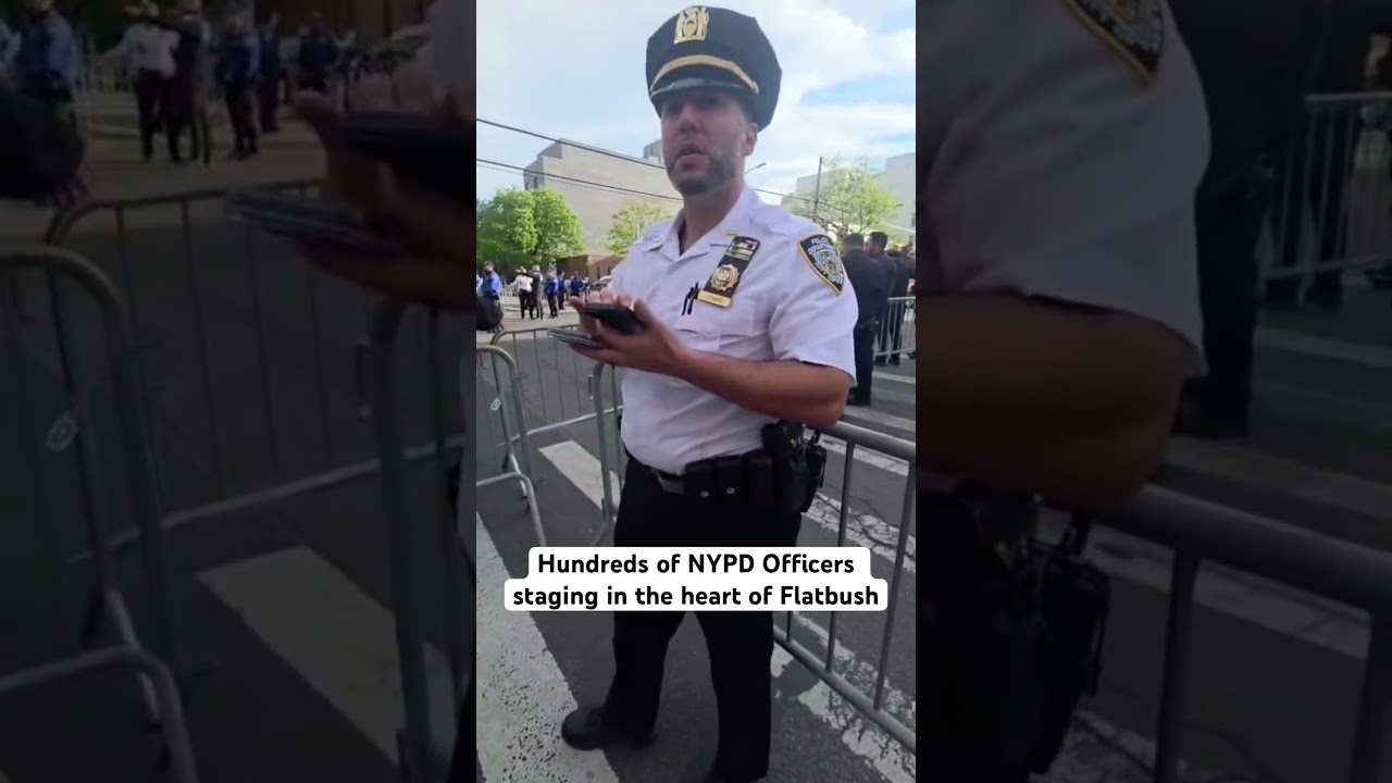 Hundreds of NYPD Officers staging in the heart of Flatbush